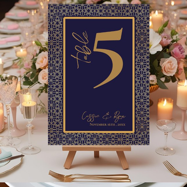Navy and Gold Design Wedding Party Table Number (Navy and Gold Design Wedding Party Table Number)