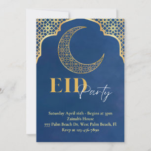 Navy and Gold Eid Party Invitation 