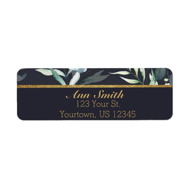 Navy and Gold Elegant Return Address Label (Front)