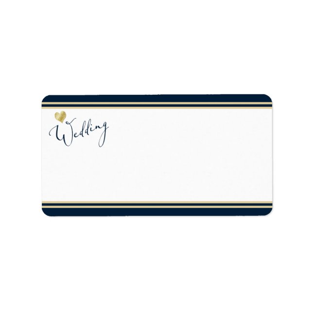 Navy and Gold Elegant Wedding Address Label (Front)