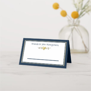 Navy and Gold Elegant Wedding Place Card