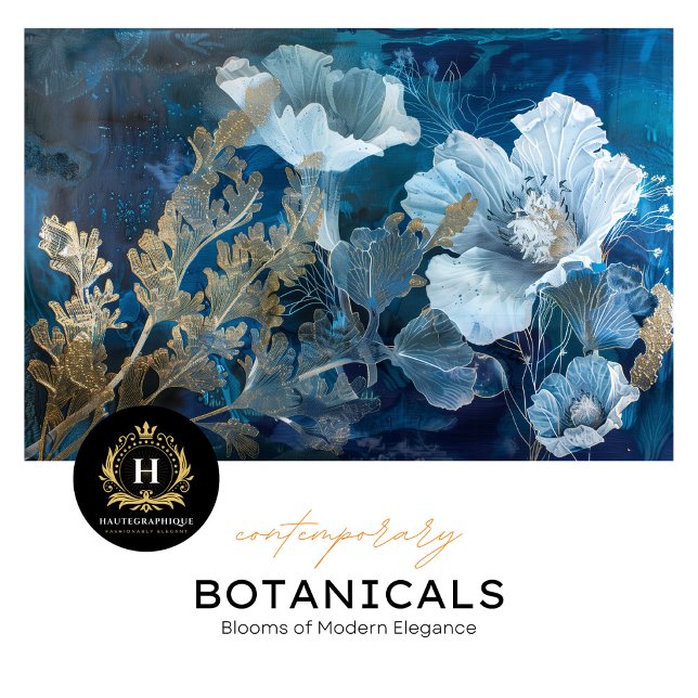 Navy and Gold Floral Seaweed Decoupage Tissue Paper (Creator Uploaded)