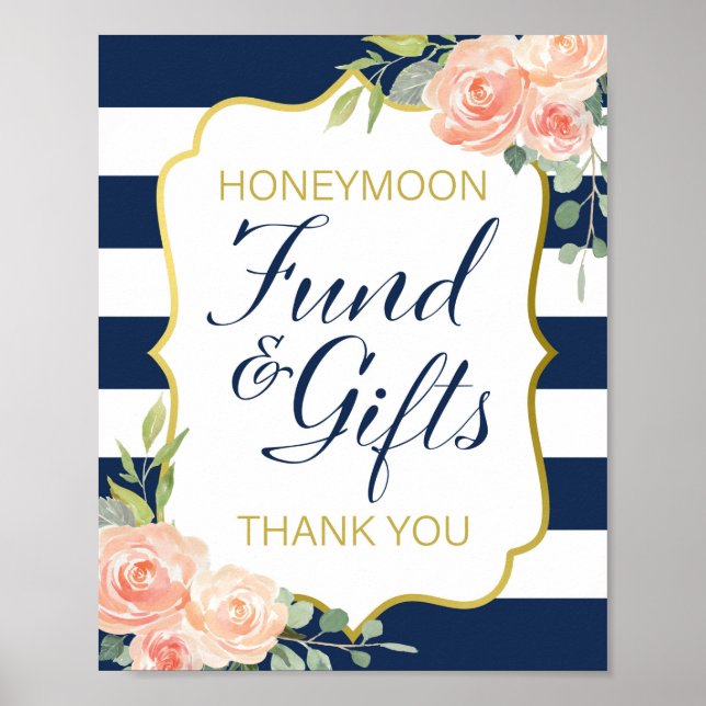 Navy and Gold Foil Wedding Sign 8x10" (Front)