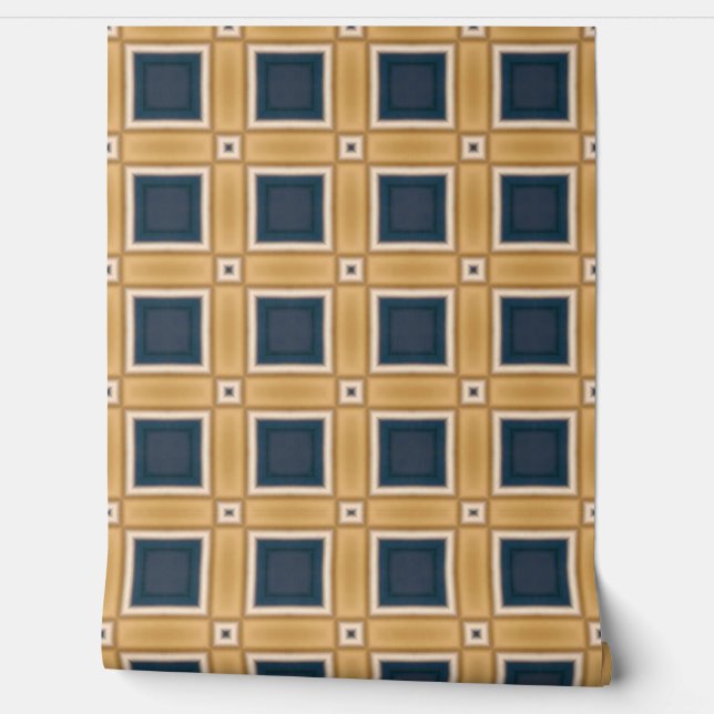 Navy and Gold Geometric Elegance Wallpaper (Unrolling)