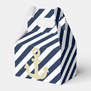 Navy and Gold Glitter Anchor Nautical Favour Box