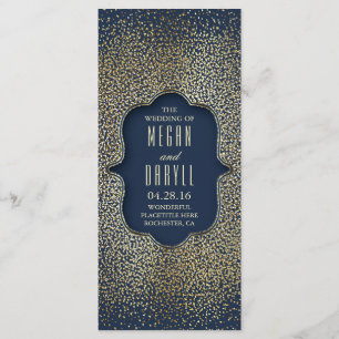 Navy and Gold Glitter Confetti Wedding Programs Programme