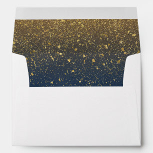 Navy and Gold Glitter Glamour Vintage Wedding Envelopes