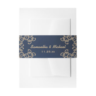 Navy and Gold Indian Inspired Invitation Belly Band