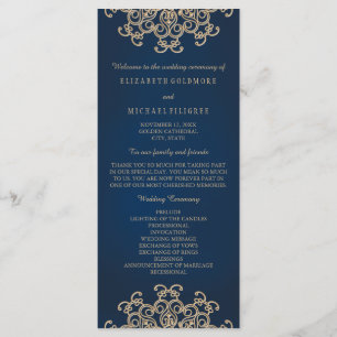 Navy and Gold Indian Inspired Wedding Program Programme