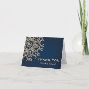 Navy and Gold Indian Style Wedding Thank You Card
