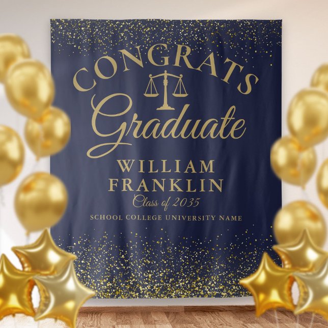Navy And Gold Law School Graduation Photo Backdrop Tapestry (Navy And Gold Law School Graduation Photo Backdrop)