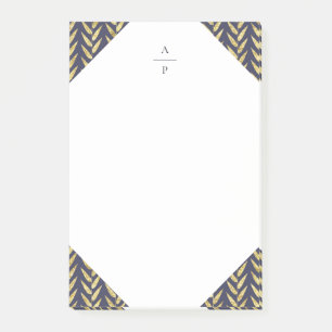 Navy and Gold Leaf Monogrammed Post-it Notes