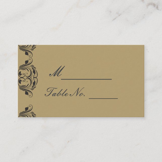 Navy and Gold Masquerade Wedding Place Card (Front)