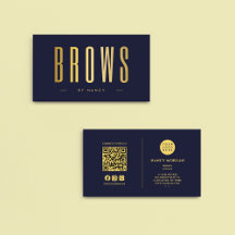 Navy And Gold Microblading Brows QR Code & Logo