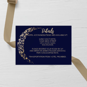 Navy and Gold Moon and Back Wedding Enclosure Card