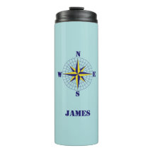 Navy and Gold Nautical Compass Rose with Name