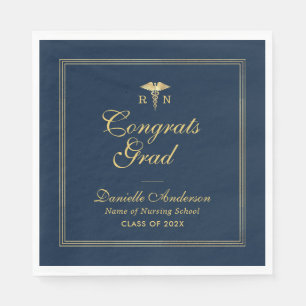 navy and gold nursing graduation  napkin