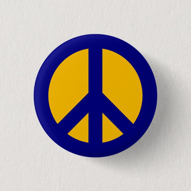 Navy and Gold Peace Symbol Button (Front)