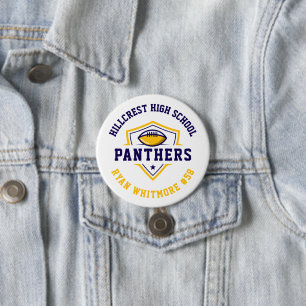 Navy and Gold Personalised Football Team Spirit 7.5 Cm Round Badge