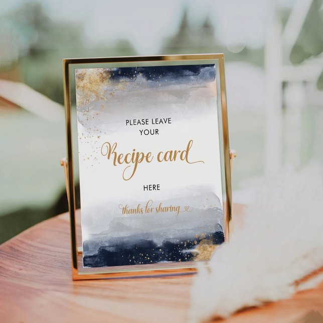 Navy and Gold Recipe Card Sign (Creator Uploaded)