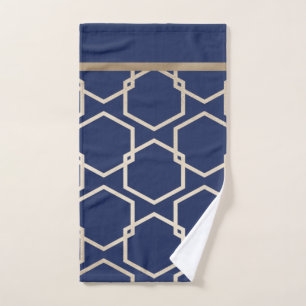 Navy and Gold Rings Hand Towel