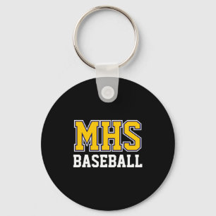 Navy And Gold School Spirit Custom Baseball Team T Key Ring