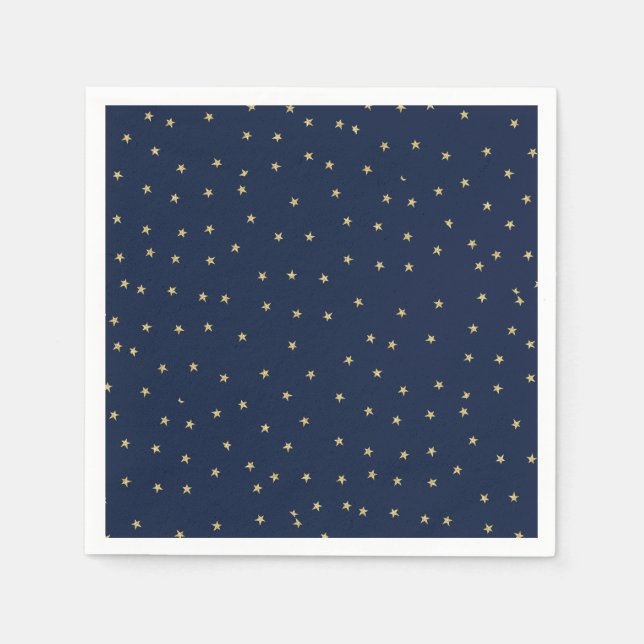 Navy And Gold Stars Napkin (Front)