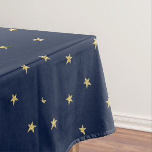 Navy And Gold Stars Tablecloth