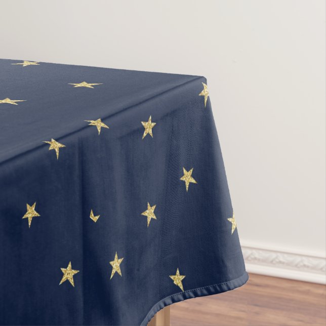 Navy And Gold Stars Tablecloth (In Situ)