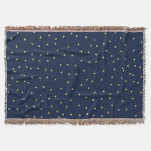 Navy And Gold Stars Throw Blanket