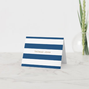 Navy and Gold, Striped Thank you card