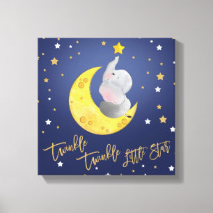 Navy and gold twinkle twinkle little star nursery canvas print