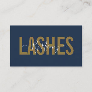 Navy And Gold Typography Lashes Business Card