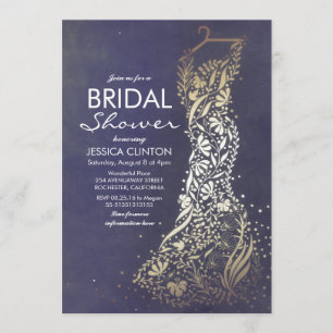 Navy and Gold Vintage Bridal Shower Invitation