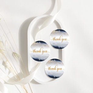 Navy and Gold Wedding Ceremony Classic Round Sticker