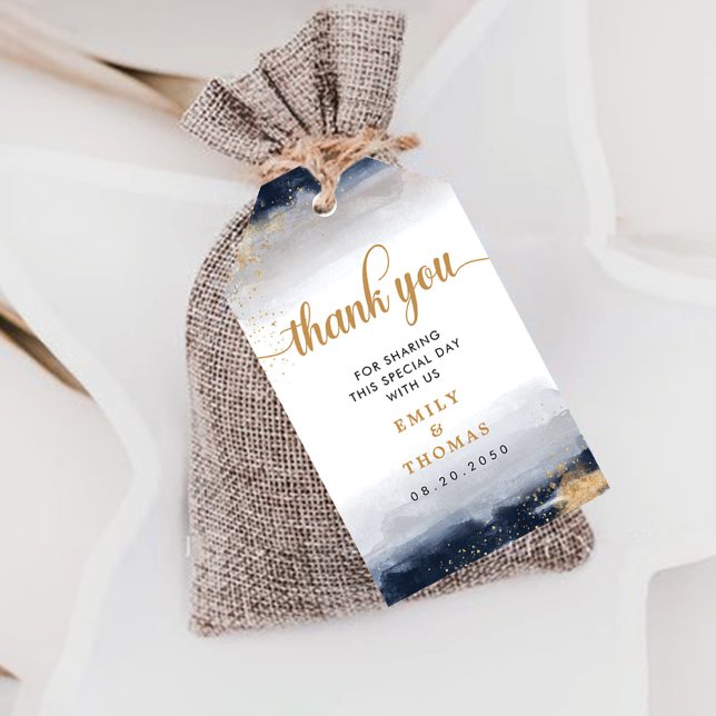 Navy and Gold Wedding Ceremony Gift Tag (Creator Uploaded)