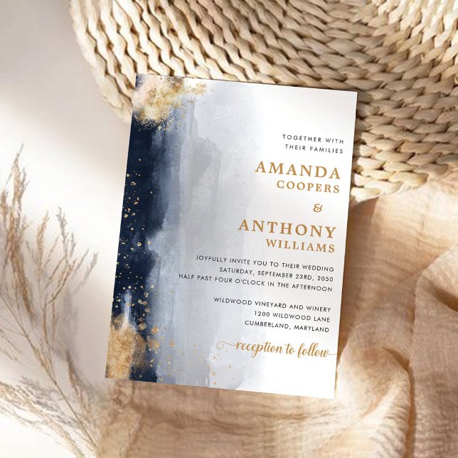 Navy and Gold Wedding Ceremony Invitation (Creator Uploaded)