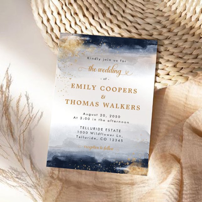 Navy and Gold Wedding Ceremony Invitation (Creator Uploaded)