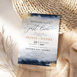 Navy and Gold Wedding Ceremony Invitation