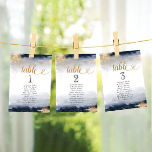 Navy and Gold Wedding Ceremony Table Seating Chart