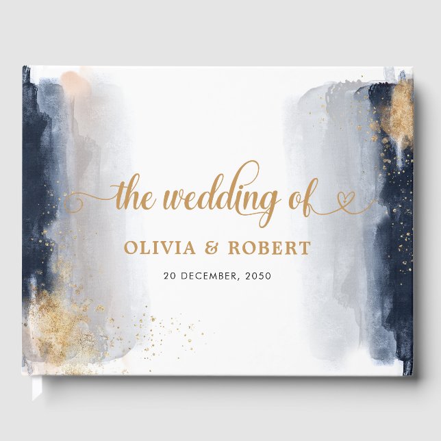 Navy and Gold Wedding Guest Book (Front)