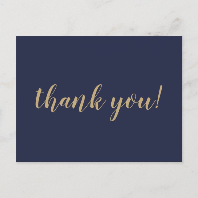 Navy and Gold Wedding Thank you Postcard (Front)