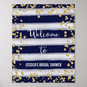 Navy and Gold Welcome Poster Print