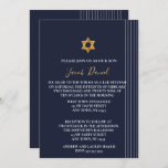 Navy and Golden Star of David   Bar Mitzi Invitation<br><div class="desc">Navy and Golden Star of David   Bar Mitzi</div>