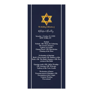 Navy and Golden Star of David ceremony Program Rack Card