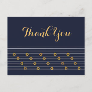 Navy and Golden Star of David Thank you Postcard