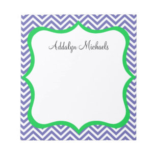 Navy and Green Chevron Personalised Notepad