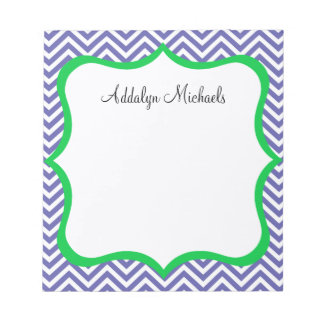 Navy and Green Chevron Personalised Notepad