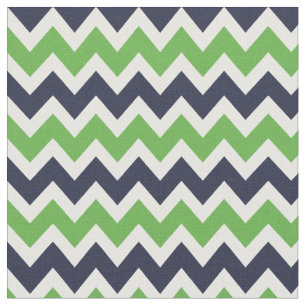 Navy and Green Modern Chevron Fabric