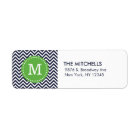 Navy and Green Modern Chevron Monogram